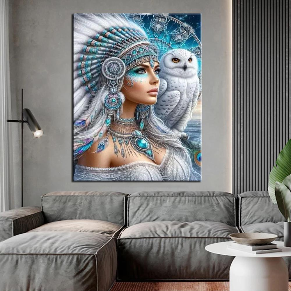 Fantasy Woman And Owl DIY Diamond Painting New 2024 Cross Stitch Mosaic Diamond Embroidery Sale For Home Decor Gift J3976