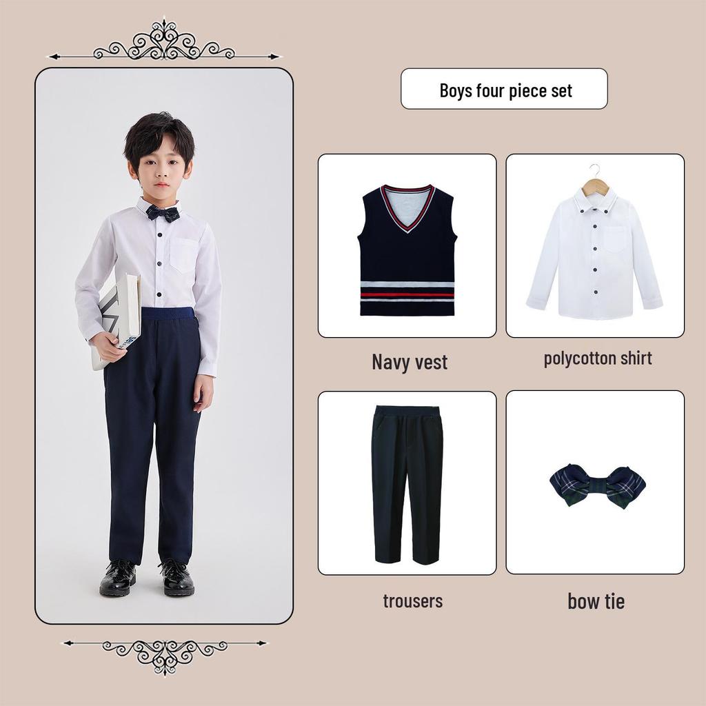 British Style School Uniforms for Kids - Primary & Secondary Recitation and Performance Outfits, Kindergarten Formal Wear, Academic Style.