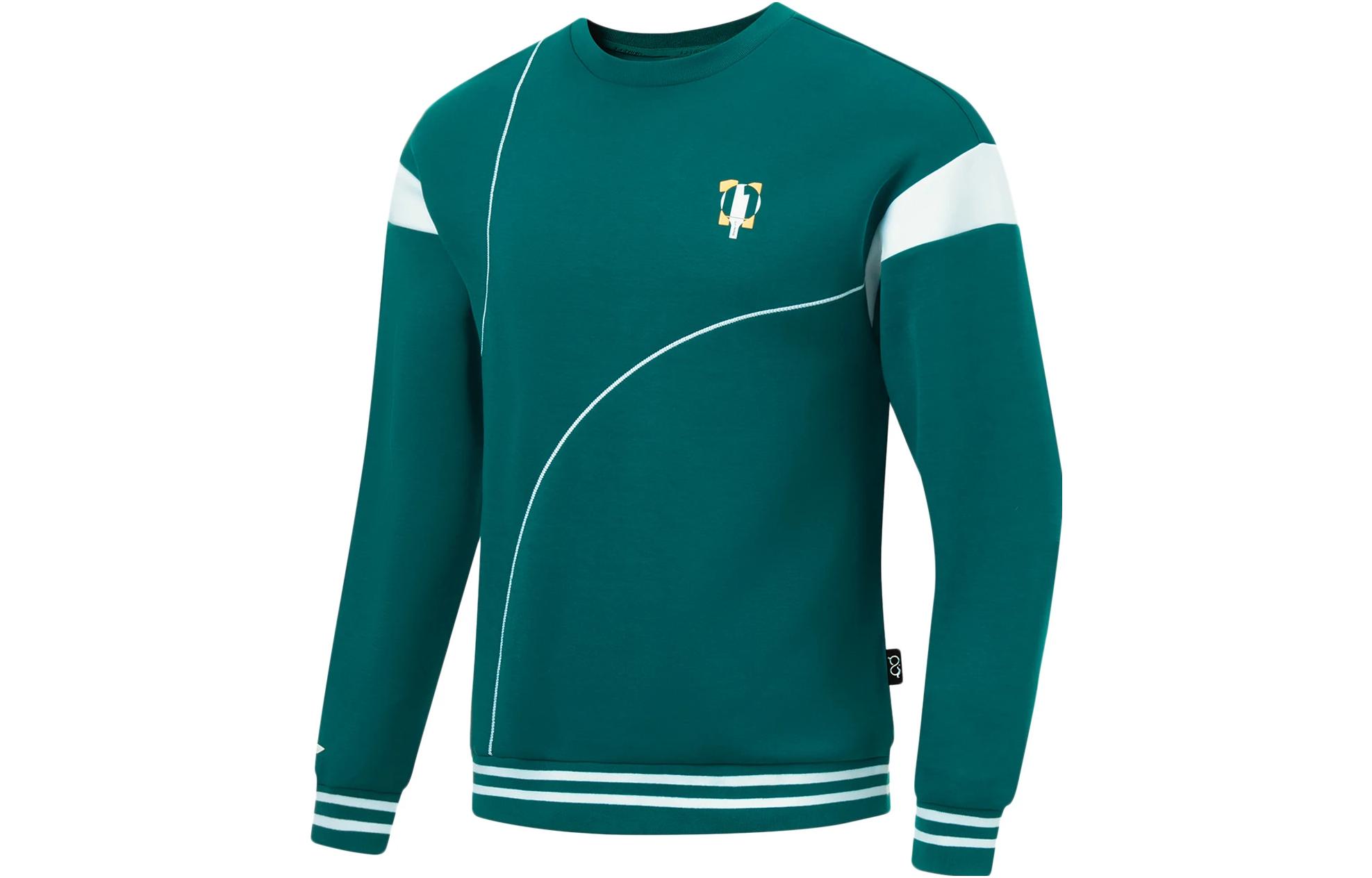 Li Ning Sweatshirts Unisex Dark Ink Green Crew Neck Moderate Regular AWDT649-3 2XL