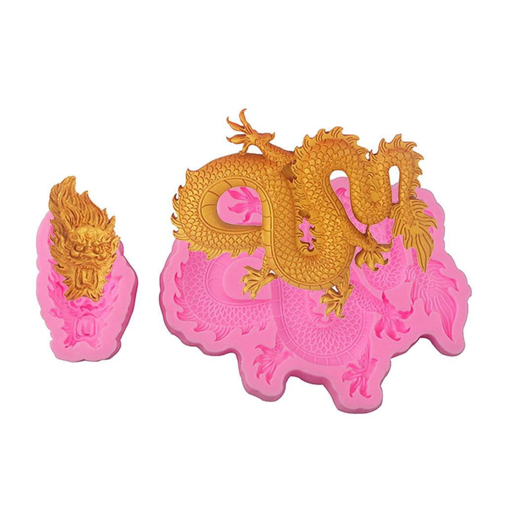 Chinese Dragon Silicone Mold Round Dragon Designs Silicone Fondant Moulds Silicone Baking Supplies for Various Crafts