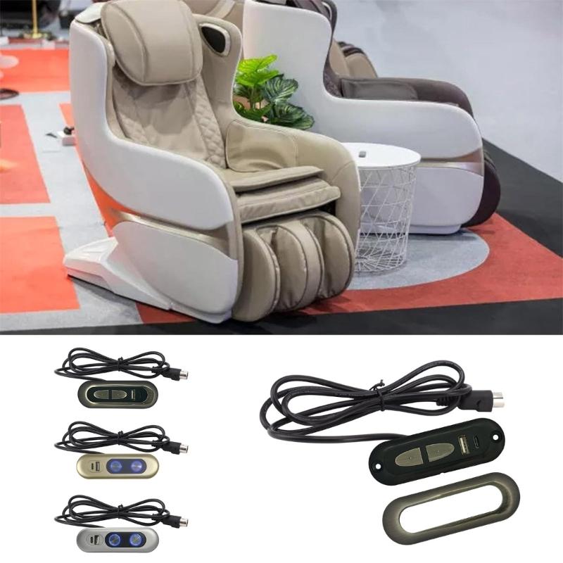 Interruptores de Poltrona Reclinável Elétrica com Porta de Carregamento USB Sofá Reclinável Elétrico Interruptores de Controle Manual de 2 Botões e 5 Pinos Fácil de Usar