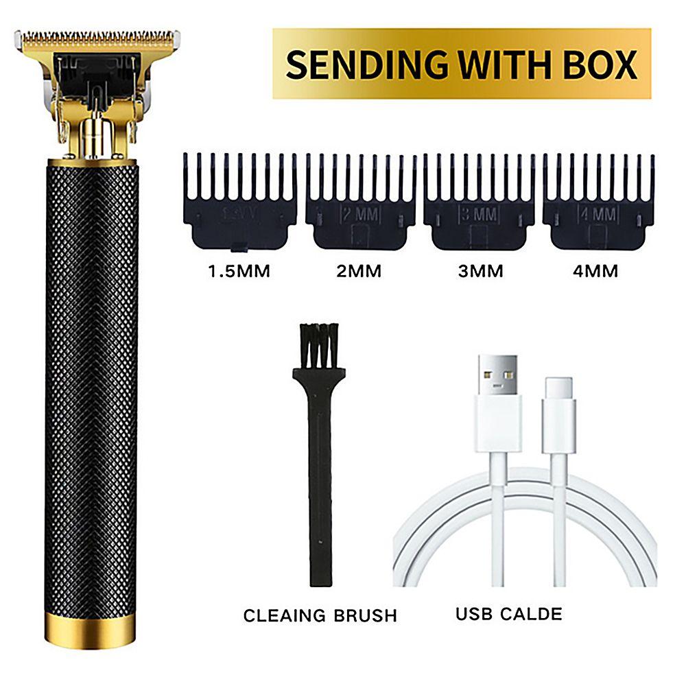 Retro Men Wireless Rechargeable Beard Trimmer Barber Shaving Machine Electric Shaver Clipper