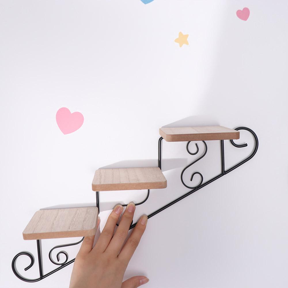 Staircase Shape Wall Display Shelf Iron Art Wall Hanging Flower Pot Wall-mounted Flower Stand Cafe