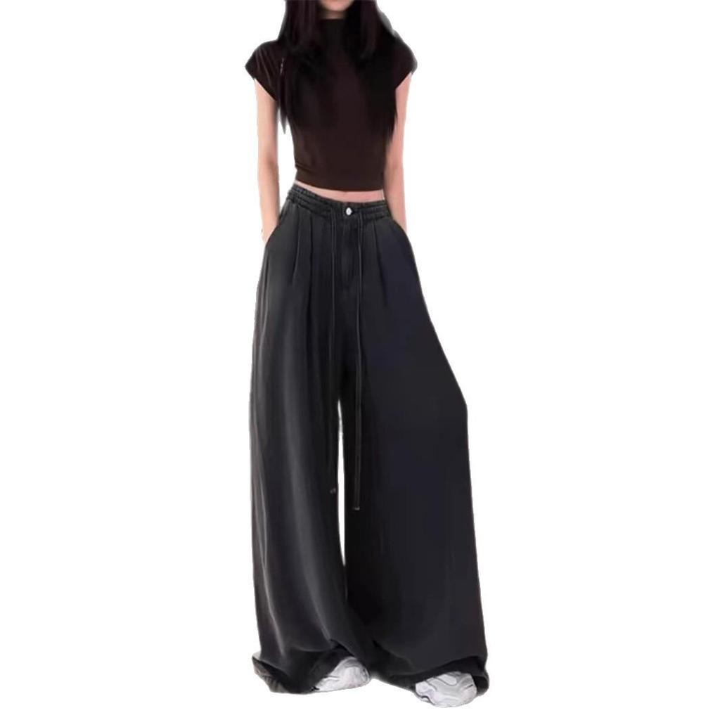 2025 Summer Women's Loose Fit Wide Leg Pants - Slimming, Versatile, Elastic Waist