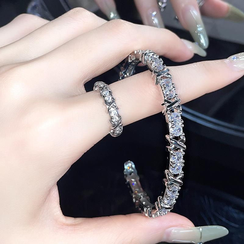 Niche Design Sense Full Of Diamonds Zircon High-End Sense Fashion Opening Bracelet Cold Wind Bracelet Women