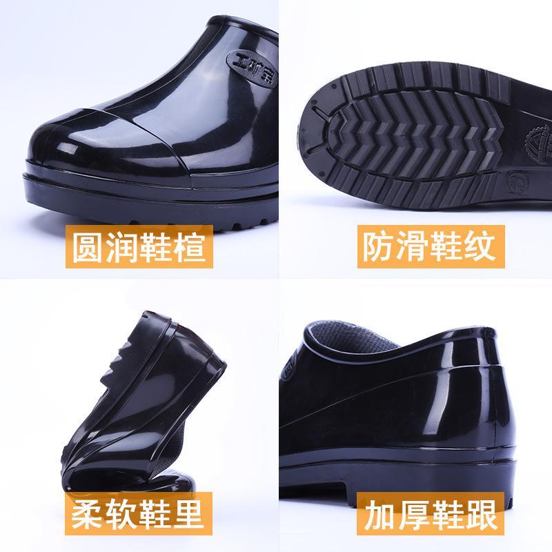 Low Top Rain Boots Men's Warm Waterproof Shoes Shallow Rubber Shoes Galoshes Non-slip Short Work Boots