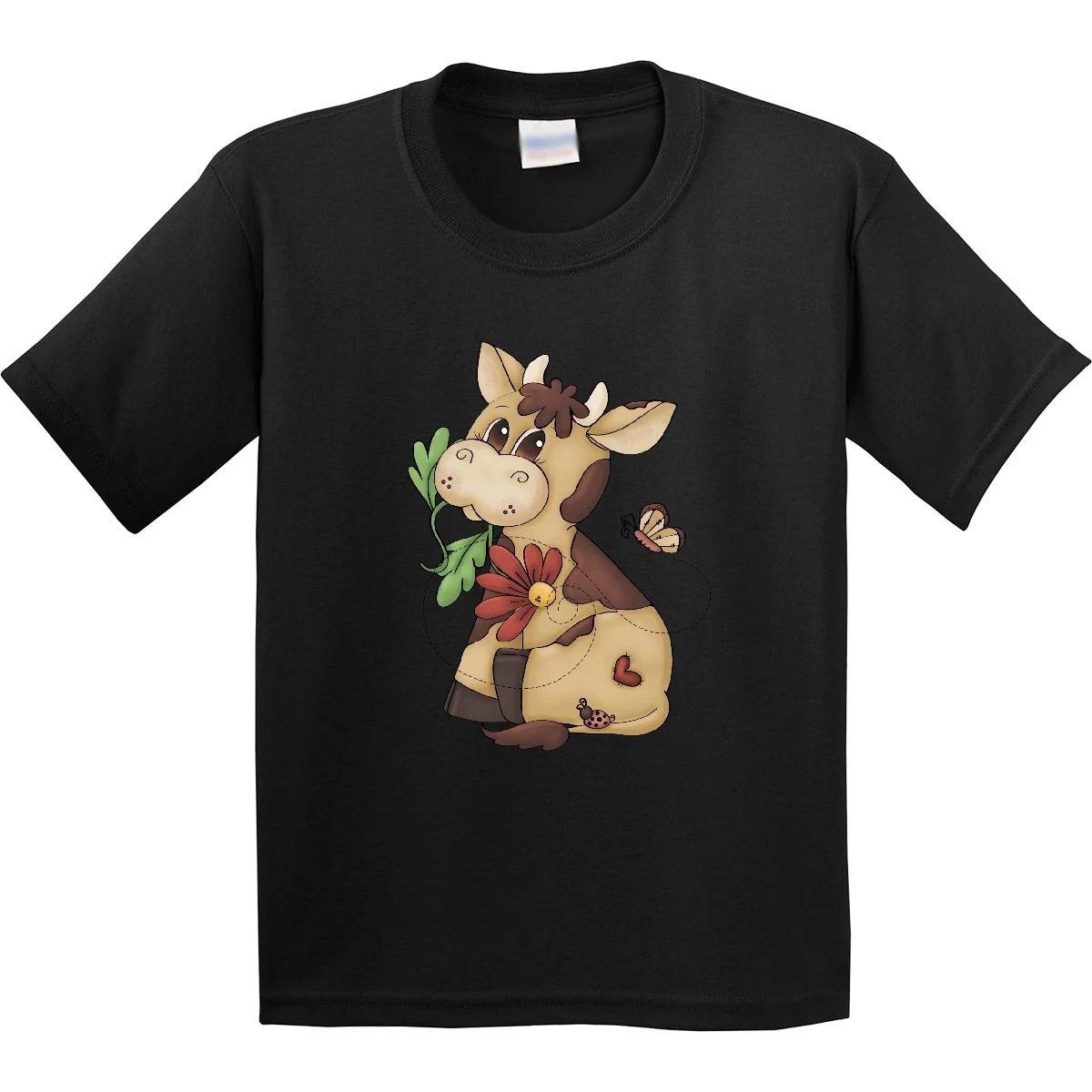 Inktastic Corky Cow Youth T-Shirt Cows Butterfly Butterflies Flowers Tee Kids 100