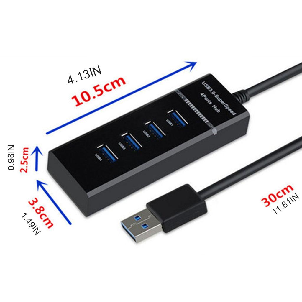 Portable USB 3.0/2.0 Splitter 4 Port USB Hub Power Adapter for Laptop PC Notebook Receiver High-speed Transmission