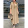 Loose Long-Sleeved Lapel Dress Elegant Solid Long sleeve Button Lapel Plus size dresses