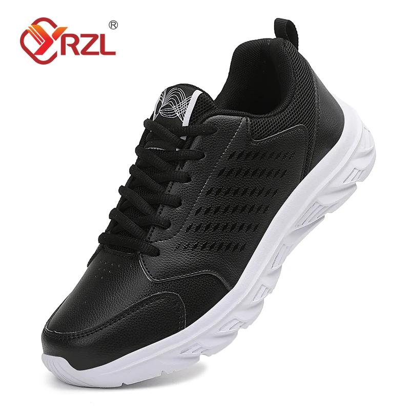 YRZL Men's Running Shoes Lightweight Artificial Leather Waterproof Jogging Sneakers Comfortable Walking Shoes for Men