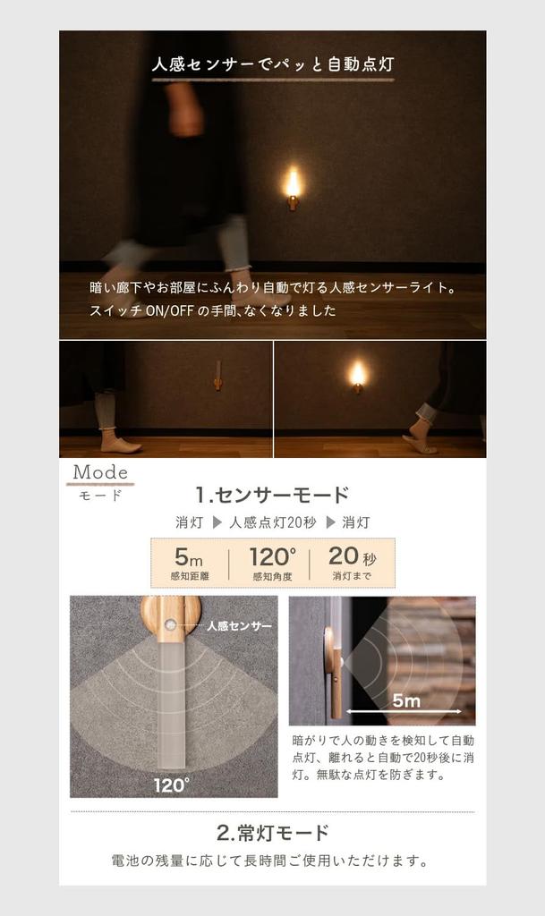 Motion Sensor Indoor Warm USB Wood Grain Lightweight [Rami] Light, Rechargeable, LED, White, Magnetic, Type-C, Finish, Stylish, 20cm, Slim,