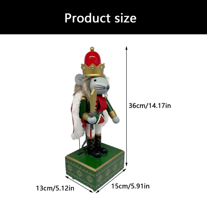 Ręcznie robiona drewniana myszka Dziadek do orzechów Mechaniczna pozytywka Nakręcana ozdoba do dekoracji domu