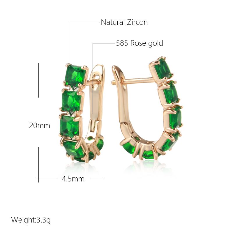 New Emerald Square Cut Zircon Drop Earrings For Women Luxury Natural Zircon With  Rose Gold Earrings Wedding Jewelry