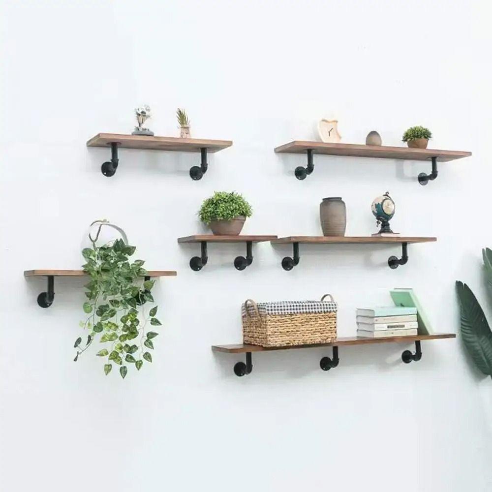 Accessories Heavy Duty Floating Shelf Brackets Metal Wall Mount Wall Shelf Support Black Coated Pipe Shelf Bracket