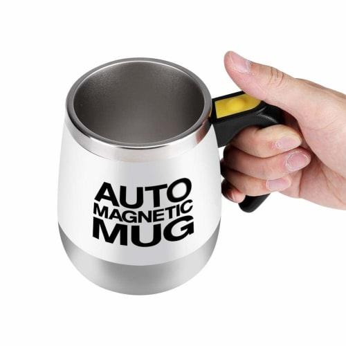 Xuuyuu Automatic Mixer Cup, Stainless Steel Mug with Insulation, Automatic Magnetic Stirring Cup, Automatic Stirring, and Keeps Hot Water Warm (White)