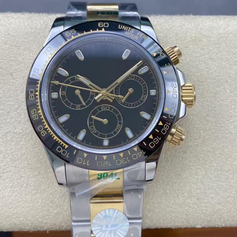 Orologio Automatico Bicolore di Lusso da Uomo Jadia Daytona Series con Quadrante Colorato Incastonato di Diamanti