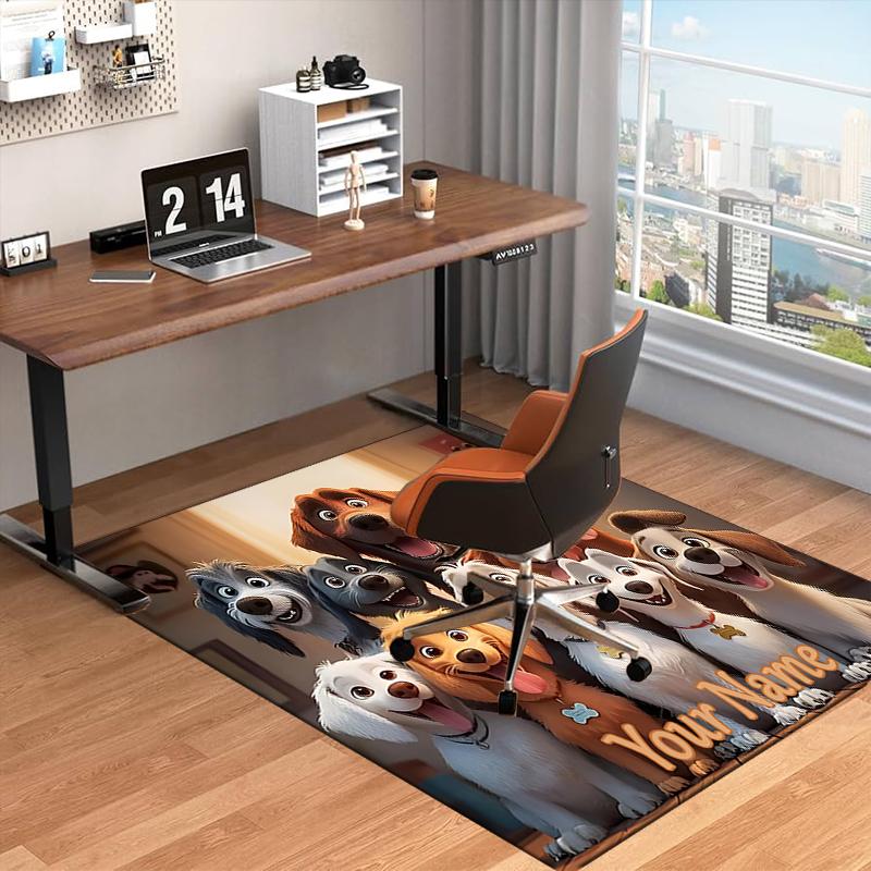 1PC Custom Name Dogs Together Theme Floor Mat Ideal for Living Room, Game Rooms, Office, Bedroom Floor Mat Design