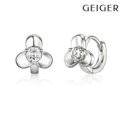 Silver Flower Simple One-Touch Earrings GISVEE125
