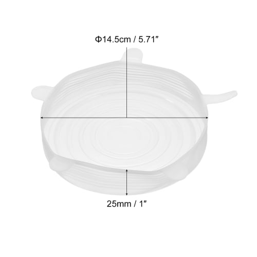 uxcell Silicone Stretch Lids, Round Container Lids, Silicone Bowl Covers, Reusable Silicone Lids for Cups, Bowls, and Food, White, 14.5cm, Pack of 4