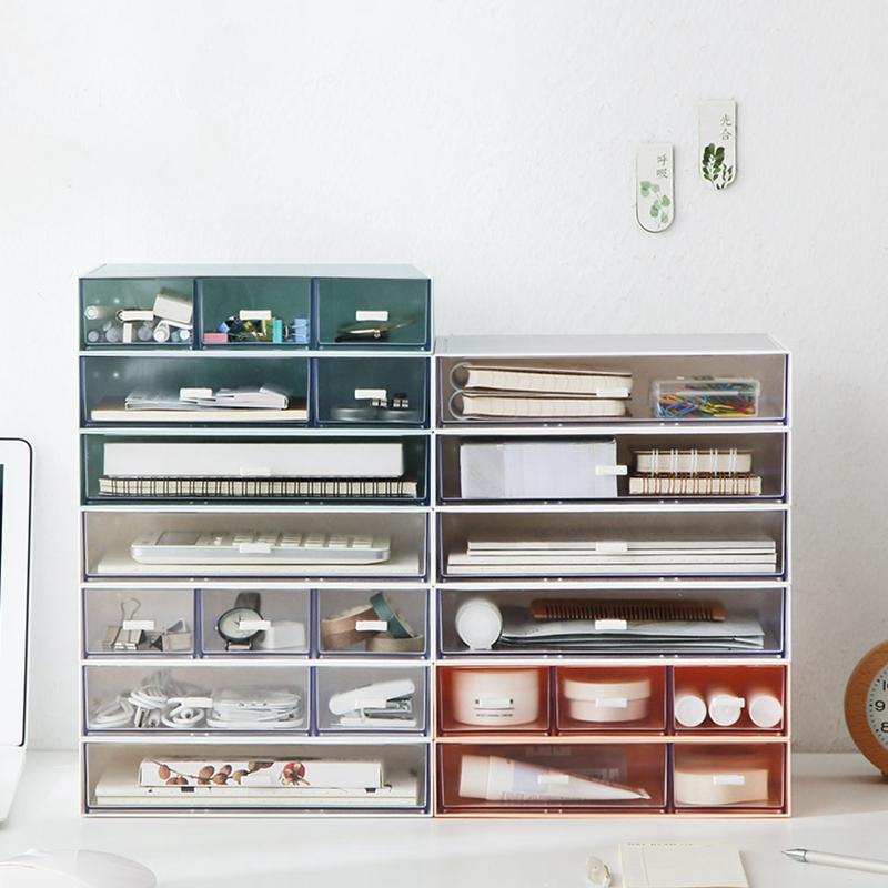 Desk Storage Drawers Desk Document Sundries Holder Cosmetic Desktop Organizer Box Cabinet Home Office Stationery Stackable Box