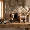 Vintage Style Longhorn Bull Sculpture Western Style Rugged Sheep Cow Figurine Handcrafted Rustic Longhorn Bull Craft Ornament