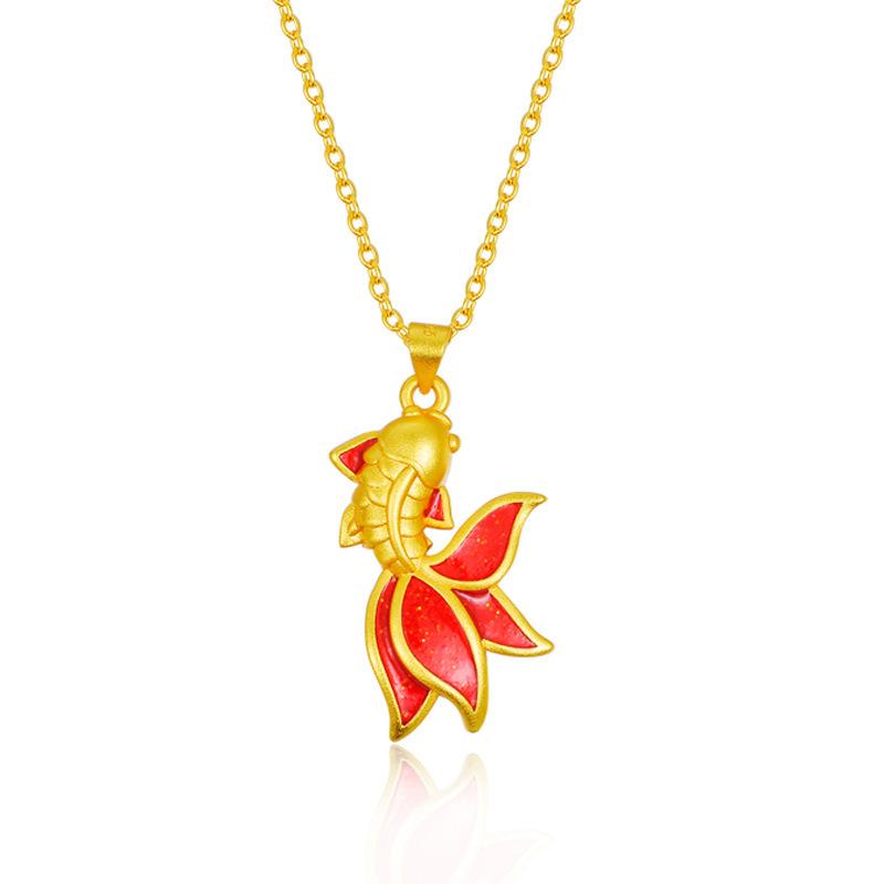 Transporting koi Niche Design High-end Feel 925 Sterling Silver Fish Personality Animal Necklaces  XL092