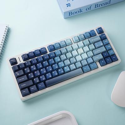 Ocean Heart Keycaps Dye-Sub PBT Side Light Cherry Profiel Spaans Arabisch Frans Duits Russisch Voor Mechanisch Toetsenbord Regenachtig 75