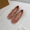 Height Increase 5CM Bow Word with Shallow Mouth Single Shoes Women's 2025 New Sweet Pleated Round Head Suede Ballet Shoes