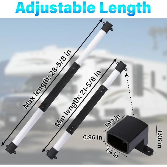 RV Screen Door Handle Grab Bar, RV Screen Door Protector, Push Bar For RV Screen Door, Adjustable From 21-5/8 To 28-5/8 Inch RV Screen Door Closer,