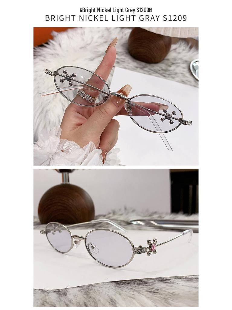 Jennie-Style Diamond Oval Sunglasses: High-End European & American Street Fashion for Women