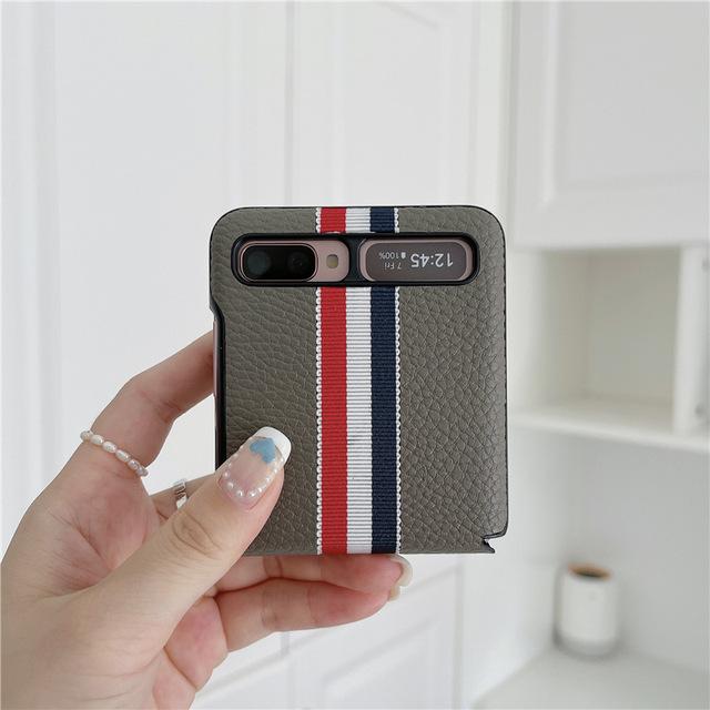 2021 Lychee Pattern Fold Case For Samsung Galaxy Z Flip Cover Anti -Knock Luxury Leather Cases For F7000 2021