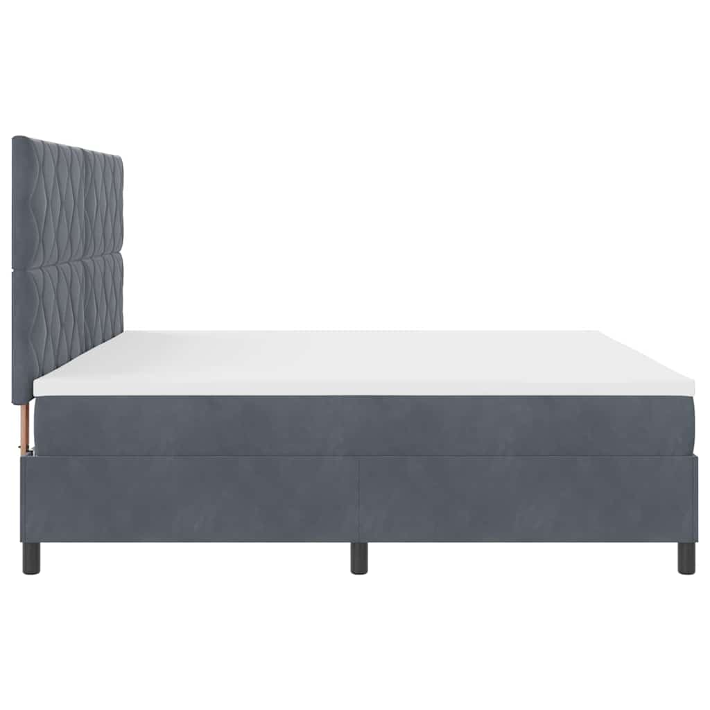 LED Boxspring Bed with Headboard Dark Grey 200 X 200 Cm Velvet