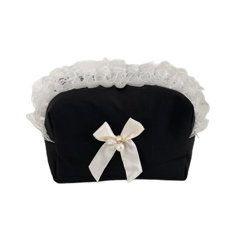 New Lace Makeup Bag Butterfly Knot Toiletry Storage Bag for Girls Sanitary Napkin Wash Bag Fresh Sweet Style Cosmetic Case