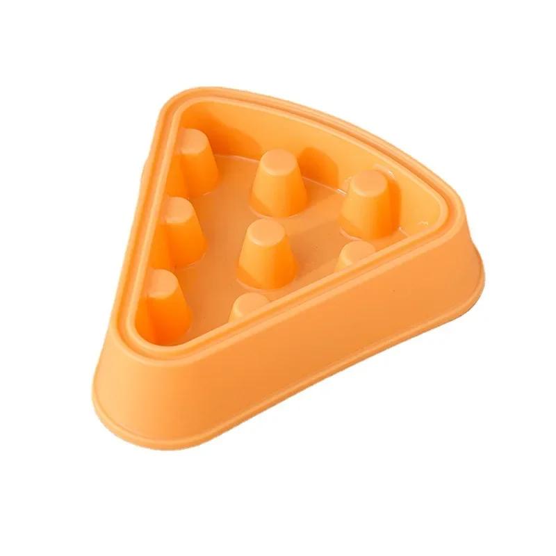 

Pet Feeding Dishes Puppy Cats Slow Food Bowl Anti-Gulping Non-slip Pets Slower Feeder Medium Small Dogs Pizza Single Bowl оранжевый