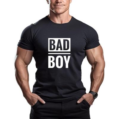 ReedCA Bad BOY - Fashion Mens Cotton Short Sleeve T-Shirt Muscle Athletic Workout Tee Top Gym Bodybuilding Shirts