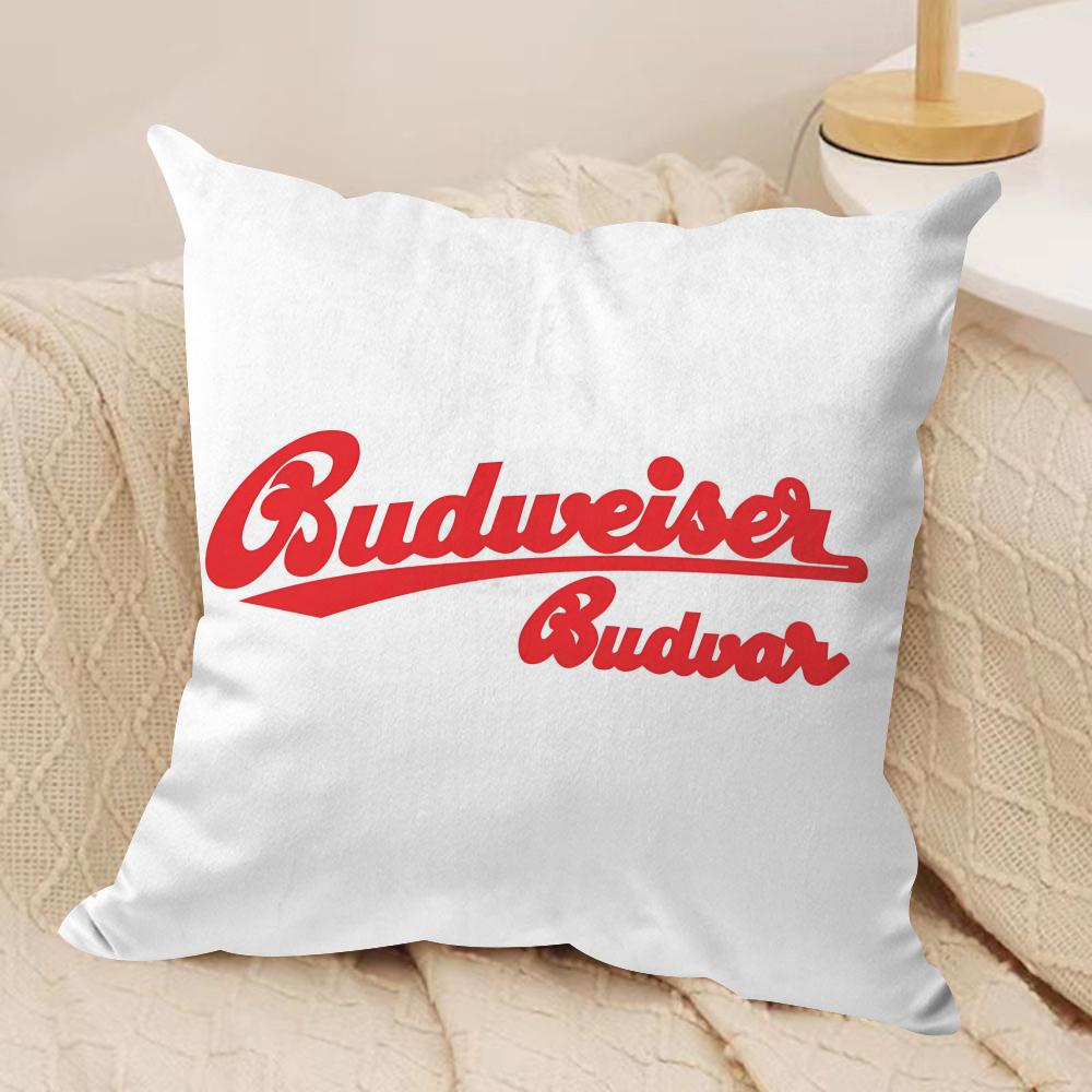 BBudweiser BBudvar Czech Cushion Cover Silky Short Plush DoubleSided Printed Pillow Case for Sofa All Seasons Home Decor Gift