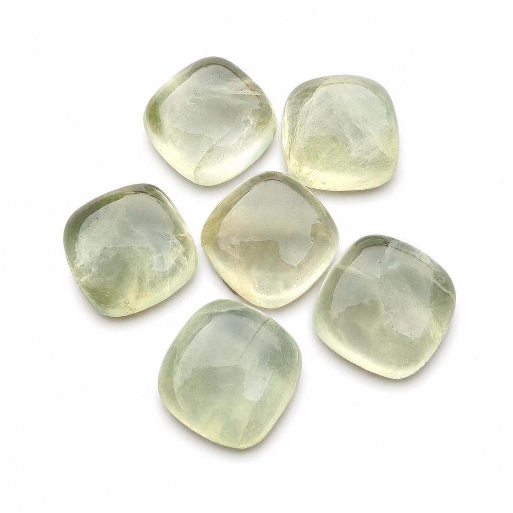 Natural Prehnite Cushion Cabochon Lot, Prehnite Gemstone Cabochon, Cushion Shape Flat Back Stone, Loose Green Gemstone for Jewelry Making