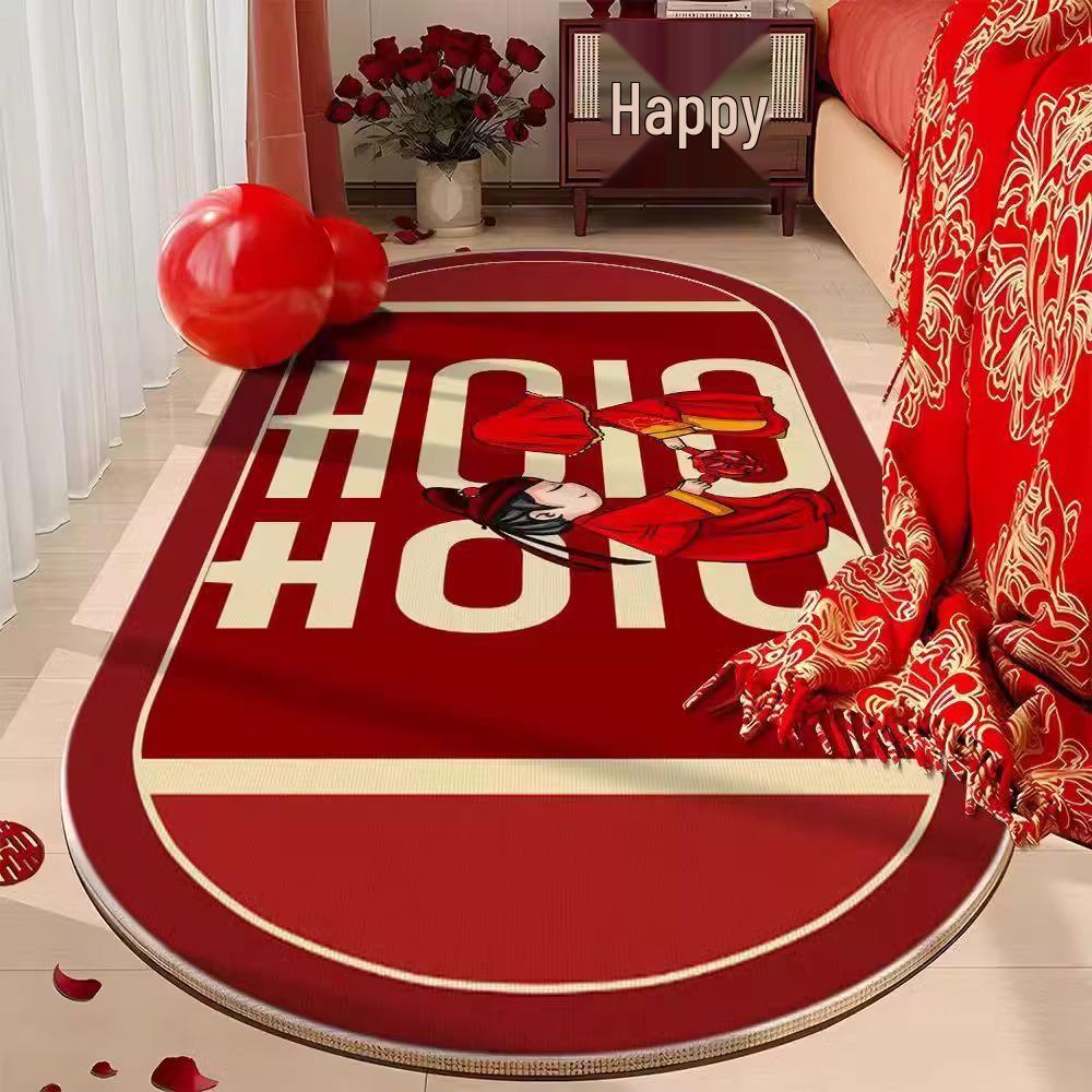 Newlywed Bedroom Crystal Velvet Rug: Red Carpet, Coffee Table & Bedside Mat, Dirt-Resistant