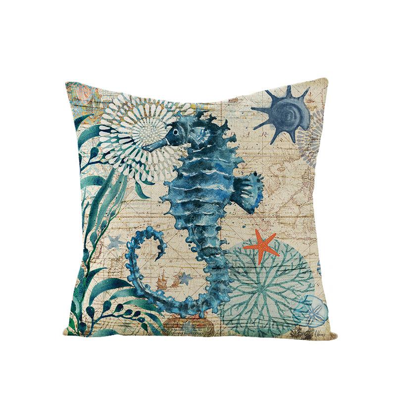 Home Marine Life Polyester Printed Pillow Case Combination Car Pillow Cushion Cover