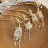 LED Lantern Dangling Hairpin Tassels Buyao Hair Stick Antique Acrylic Hair Pin for Female Chinese Costume Accessories