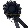 49MD Ornate Gothic Wedding Fascinator With Rosette Ribbon Roses And Adjustable Hair Clip Design