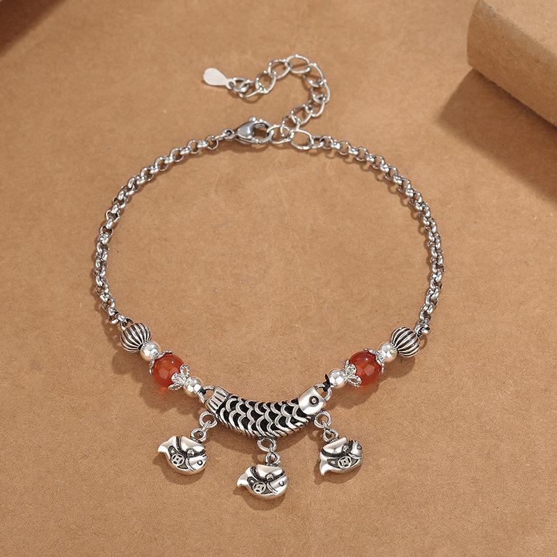 

Женский браслет на ногу «Маленькая рыбка». Серебряный Минималистичный Дизайн С Ретро Темпераментом, Модные И Персонализированные Ювелирные Аксессуары