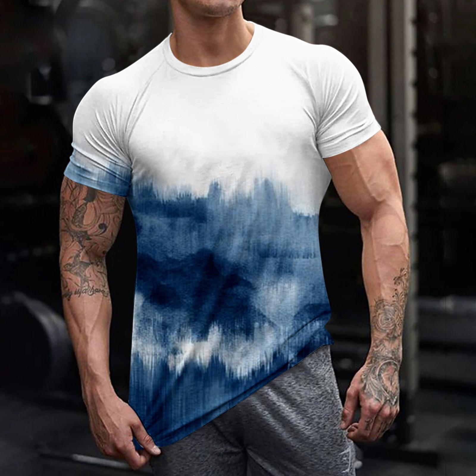 

Мужская футболка с коротким рукавом и принтом, летняя повседневная толстовка с круглым вырезом XXXXL синий