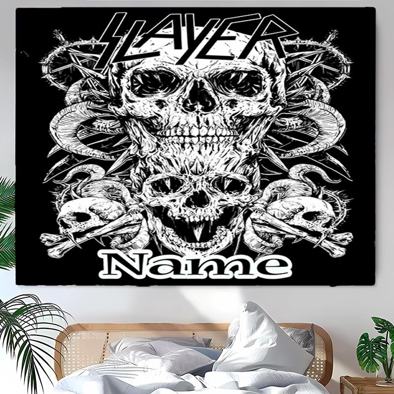 Personalized Slayer logo Background Tapestry,Custom Name Birthday Party,Multifunctional Wall Decoration for Home Decor,Various Occasions