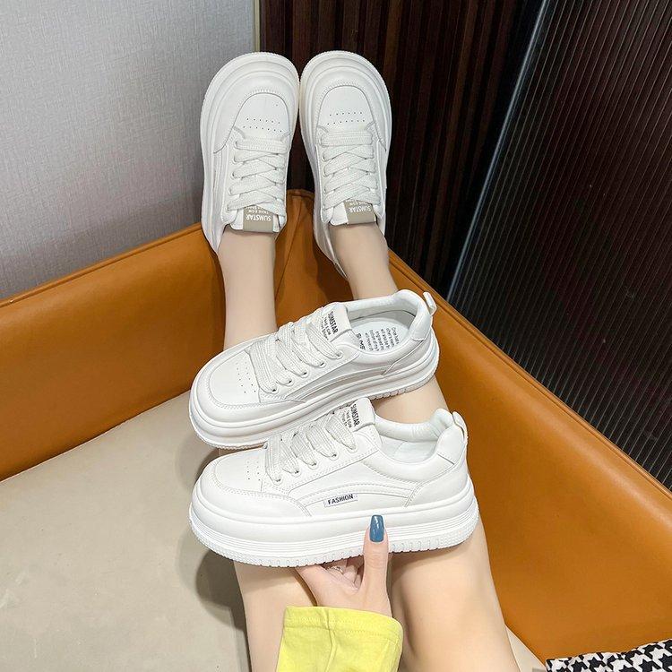 Thick Bottom Small White Shoes Female Fall Women's Shoes Heightening Casual Sports Board Shoes Students Breathable Lightweight Single Shoes