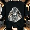 Grey Shaded Long Ears Bull Hindu Sacred Animal Graphic Tee Streetwear Tee Tops 100% Cotton Slim Fit Tshirts