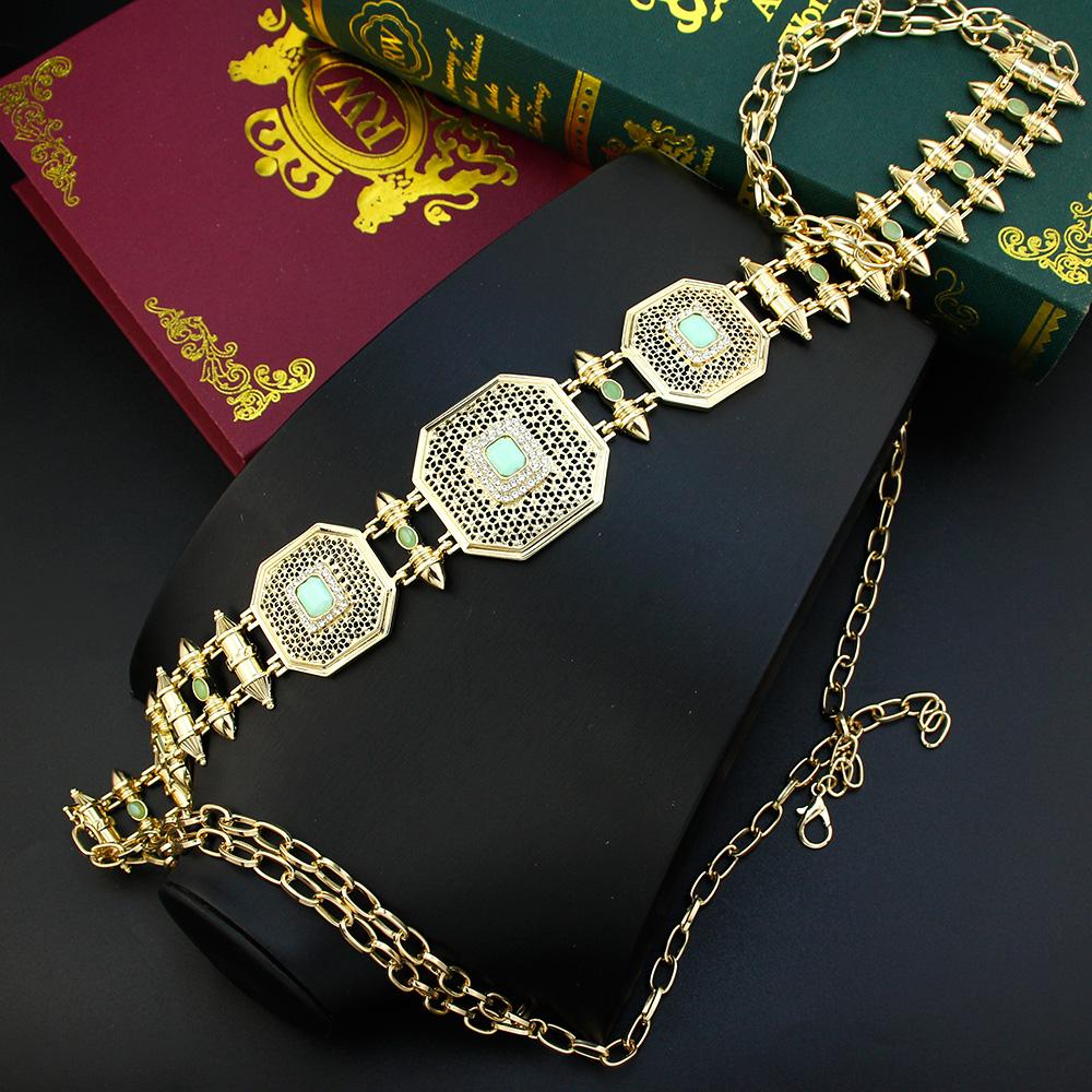 Gold Color Waist Chain Belt Body Chain Square Buckle Bride Wedding Jewelry