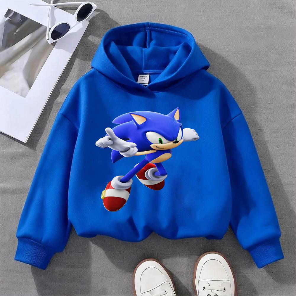 Boys Girls Sonic The Hedgehog Kids Sweatshirt Print Long Sleeve Casual Pullover Children's Cartoon Top