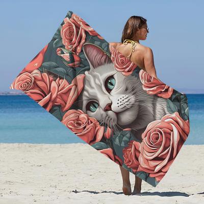 Whimsical Pet Art Beach Towel High-Definition Print Soft Texture Travel Compact for Women