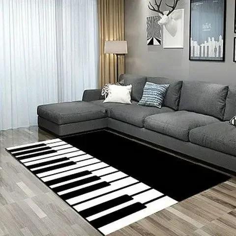 Korean-Inspired Plush Area Rug – Black & White Simple Thick Non-Slip Carpet for Living Room, Bedroom, Modern Home Decor